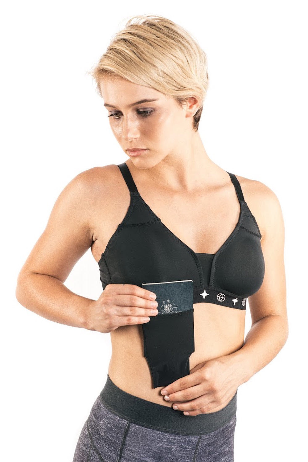 Ultra-Light Travel Bra Womens Pockets Anti Theft Black Secret