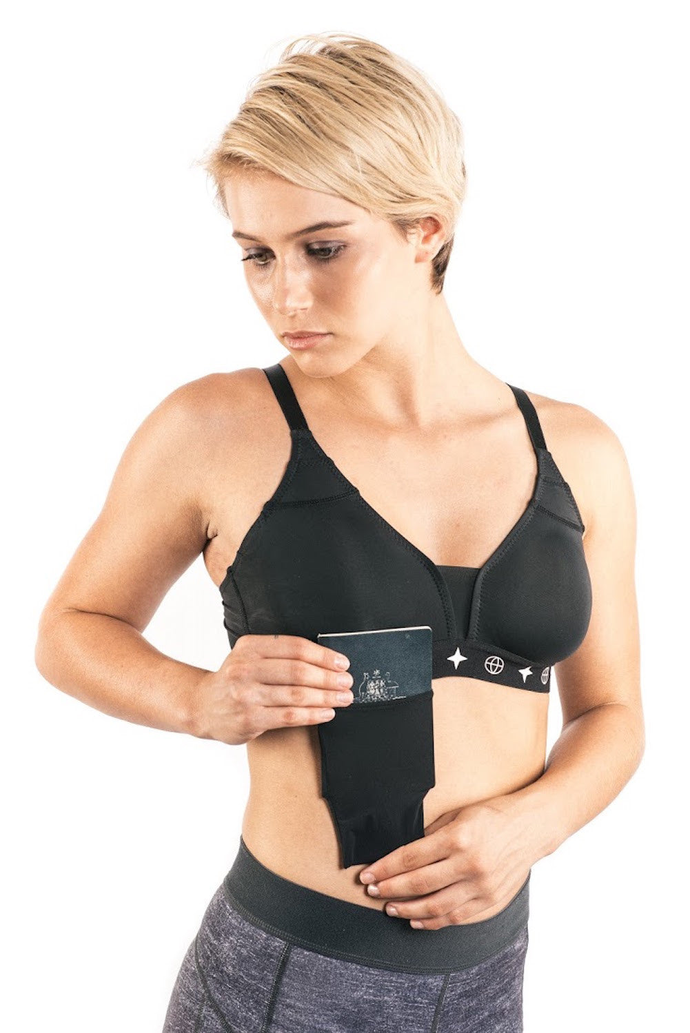Ultra-Light Travel Bra Womens Pockets Anti Theft Black Secret