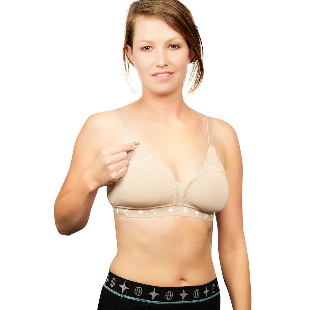 Hidden mini pockets for jewelry in your travel bra.