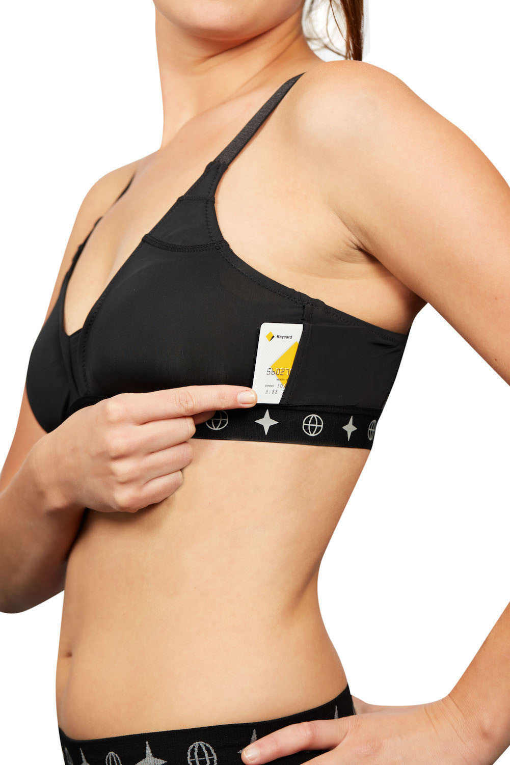 Ultra-Light Travel Bra Womens Pockets Anti Theft Black Secret