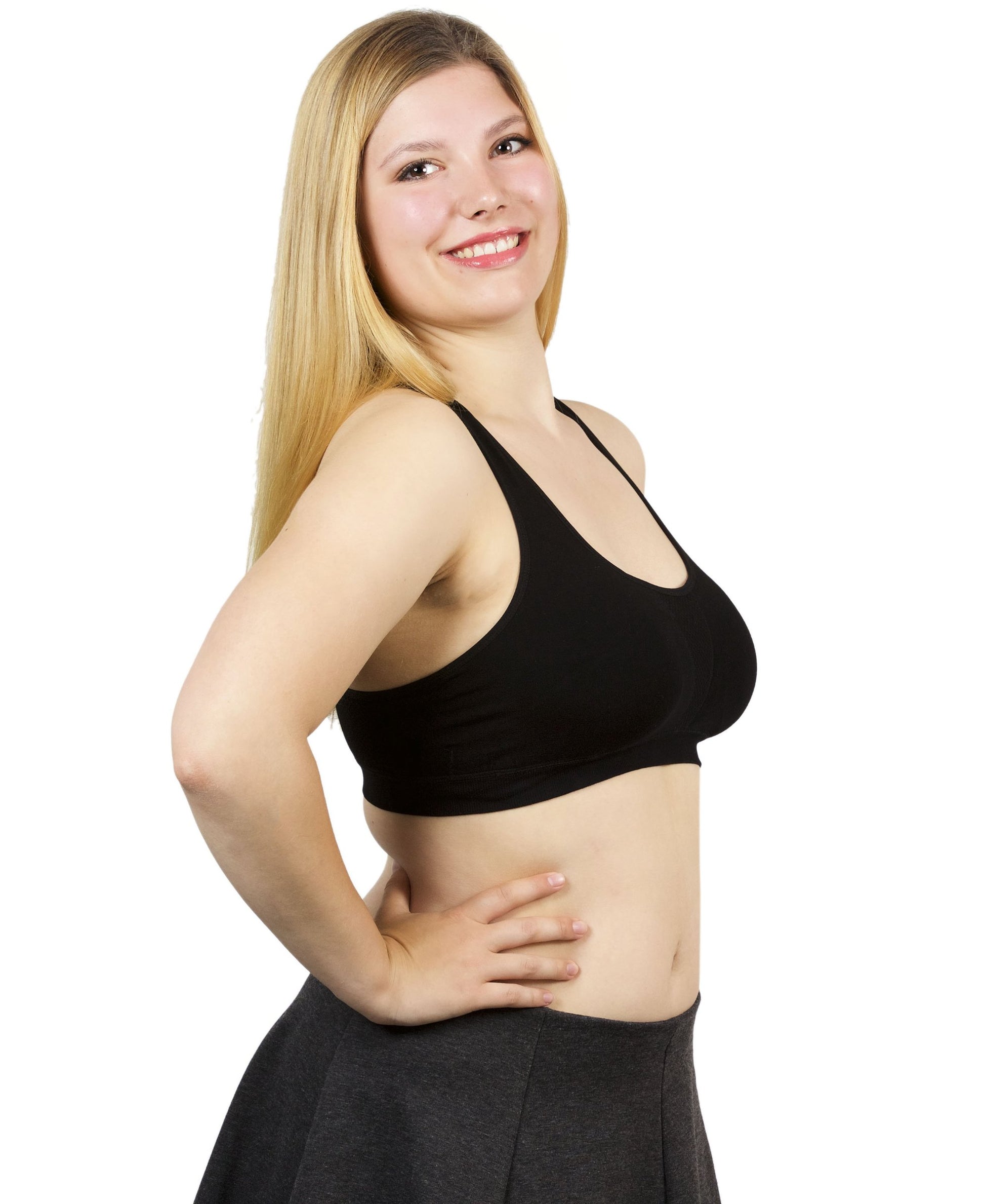 Comfort Bra Secret Pockets Women Travel Bamboo Organic Cotton Black