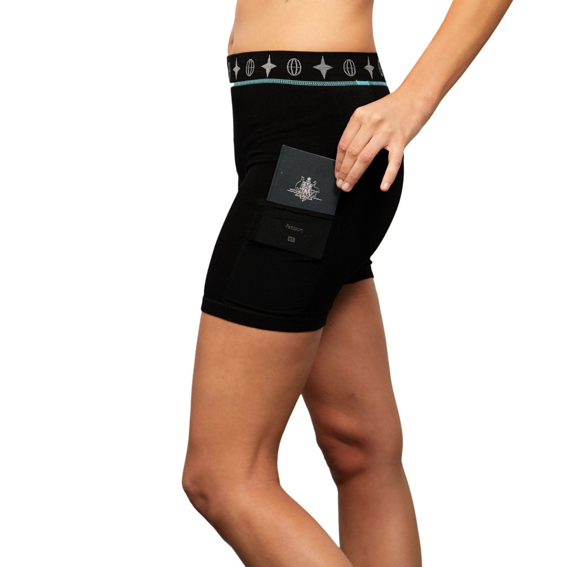 The Travel Bra - Bamboo Travel Trunks.  With hidden pockets, machine-washable, perfect for travel.  Passport pocket, cash pocket, card pockets included. Available in small, medium and large.