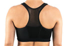 The Travel Bra - Original anti-theft clothing with hidden pockets for passports, jewellery, keys, cash and cards.  Available in sizes Extra Small, Small, Medium, large, Extra Large, 2XL.  Black with blue stitching.